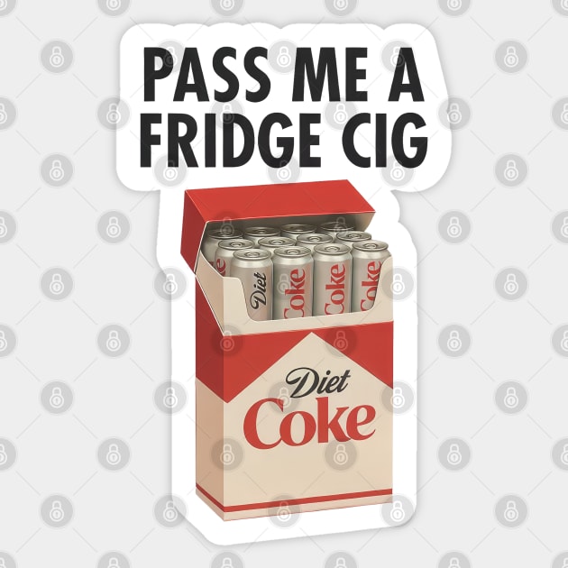 Diet Coke Fridge Cig – Vintage Pack Parody Graphic Sticker by Shit Post Hero